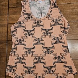 LuLaRoe Peach and Black Graphic Tank Top